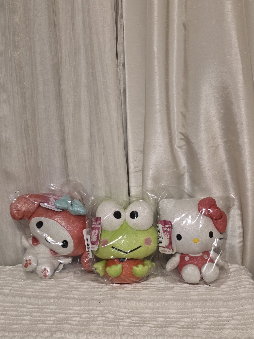 Sanrio Plush Trio - Hello Kitty White, Keroppi Green & My Melody Pink